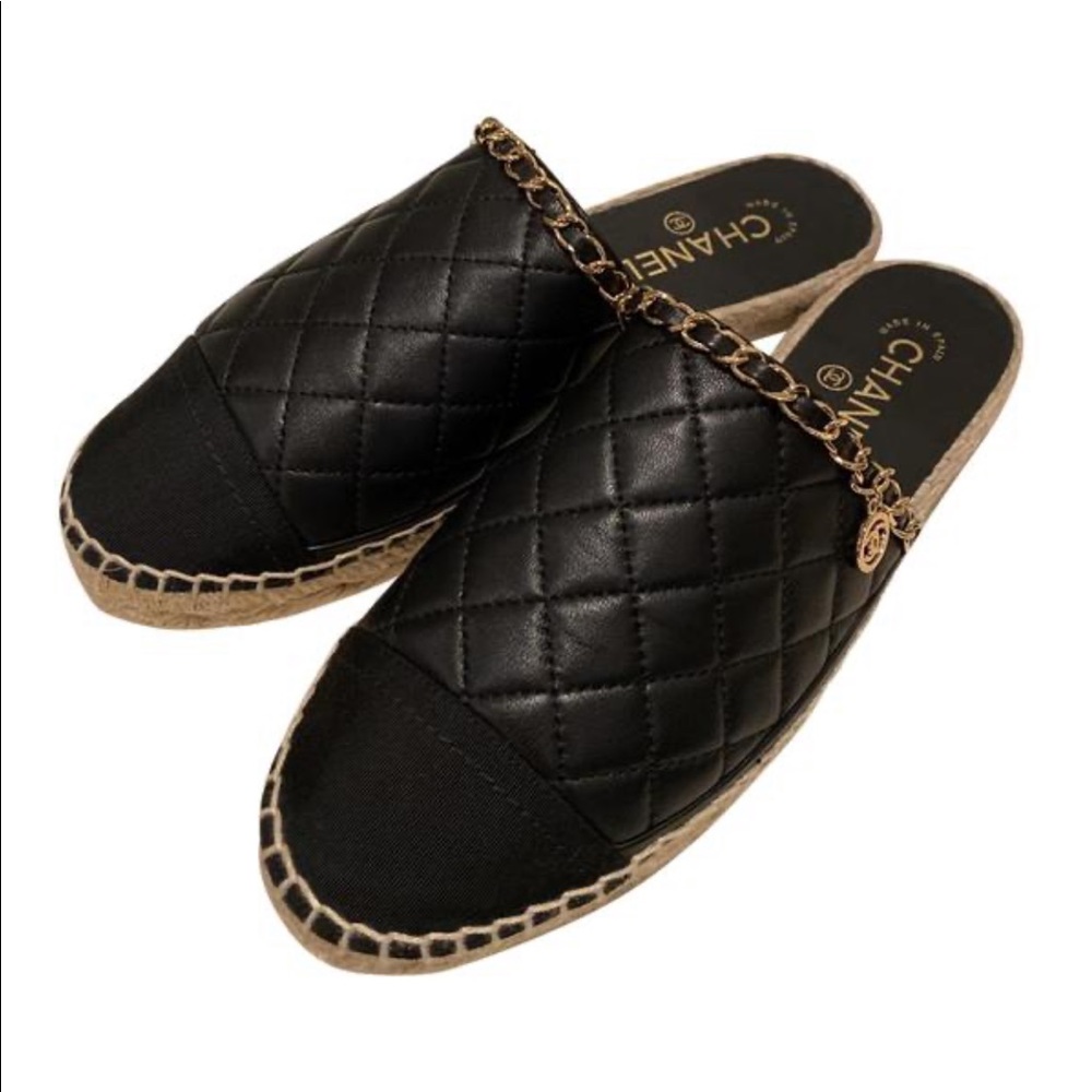 CHANEL Quilted Slides Mules Sandals sz 39